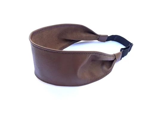 Miniatura 11 de Wardani, Diadema de cuero de 2.75 pulgadas de ancho, ajustable, elástica, suave y cómoda, fabricada en Estados Unidos con piel de cordero italiana