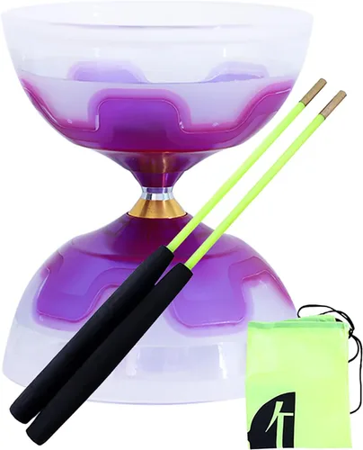 Miniatura 10 de Chinese Yoyo Diabolo Set - Triple Rodamientos LED Diábolo con Diablo Sticks & Net Bag (azul)