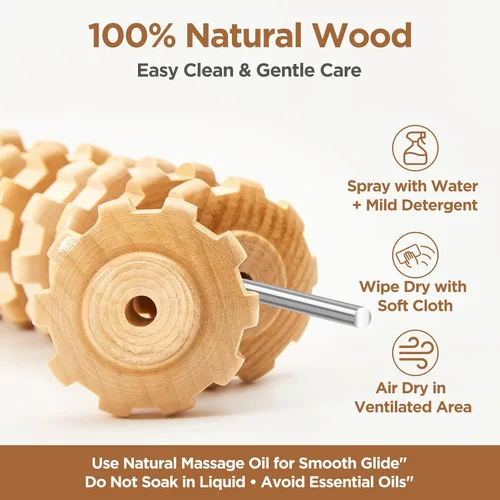 Miniatura 6 de Rodillo de masaje de madera para piernas y muslos, herramienta de mano para aliviar la fascia, drenaje linfático y esculpir el cuerpo, masajeador