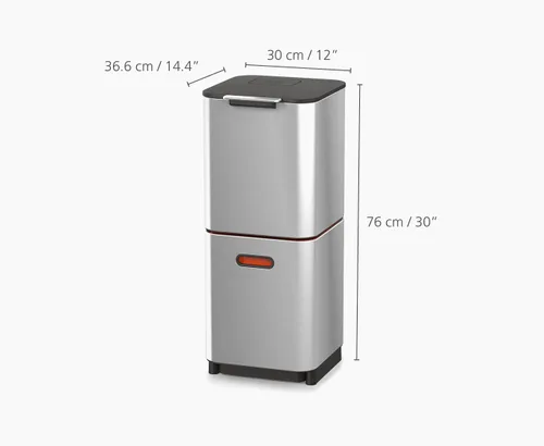 Miniatura 8 de Joseph Joseph Totem Compact - Contenedor de cocina para separación y reciclaje de residuos de 10.5 galones (40 litros) con filtro de olores y Acero