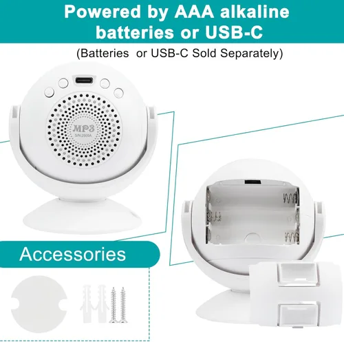 Miniatura 9 de Greencycle Timbre con sensor para negocios con voz personalizada, sensor de movimiento infrarrojo con sensor de ruido, protección bidireccional