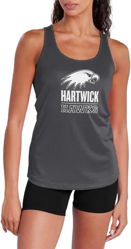 Miniatura 83 de Camiseta deportiva sin mangas oficial de la NCAA Collegiate para mujer, con espalda cruzada, logotipo primario, colección carbón