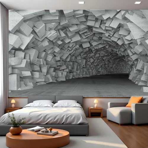 Miniatura 18 de FLFK Papel tapiz autoadhesivo 3D de bloques azules y blancos, murales de pared para despegar y pegar, póster grande para sala de estar, dormitorio