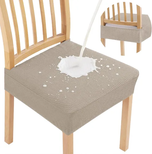 Smiry Juego de 4 fundas de asiento impermeables para sillas de comedor, tela jacquard elástica, extraíble y lavable, fundas protectoras de asiento