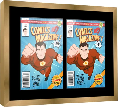 Miniatura 15 de Poster Palooza Marco de cómic con paspartú para 1 cómic de la Edad de Bronce publicado entre 1970 y 1985, marco de cómic negro para cómic de 7.25 x
