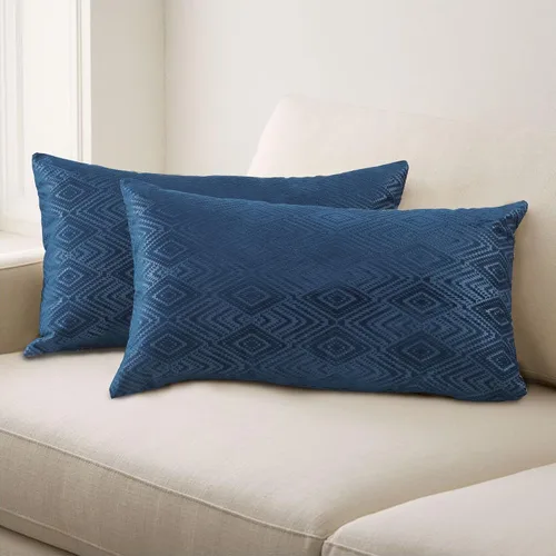 Miniatura 11 de Home Soft Things Ikat - Fundas de almohada de terciopelo de 2 piezas, 14 x 26 pulgadas, aguacate, funda de almohada decorativa lumbar sólida