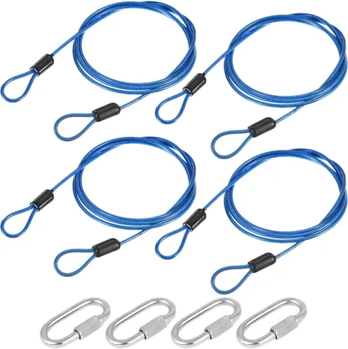 Miniatura 6 de MECCANIXITY Cable de seguridad 2.5mmx1m Cuerda de bloqueo de acero recubierto de plástico negro 4 piezas con 0.138 in de grosor rápido bloqueo
