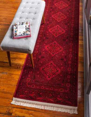 Miniatura 11 de Unique Loom Tekke Collection Zeravshan - Alfombra (3 pies 1 pulgada, redonda, rojo/negro)