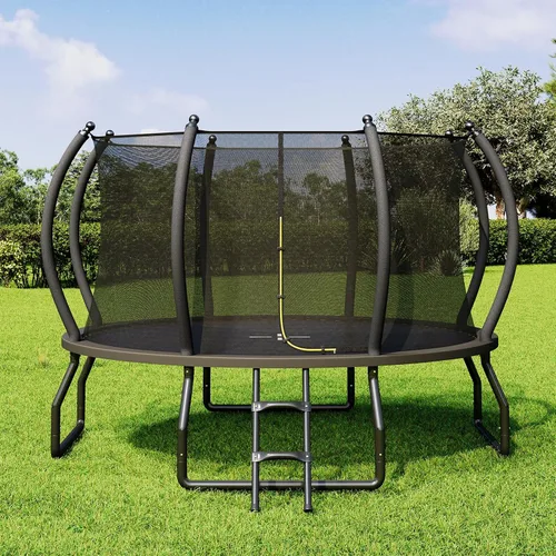 Miniatura 8 de YUMPIE - Trampolín de 8 pies, 10 pies, 12 pies, 14 pies, 15 pies, 16 pies, para exteriores, con red de seguridad y escalera, trampolines recreativos