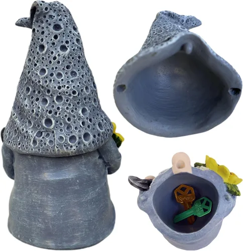 Miniatura 2 de Estatua de gnomos de jardín al aire libre para ocultar llaves, figura de gnomo para decorar el patio, caja de seguridad para llaves de repuesto
