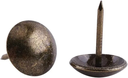 Hilitand 100 tachuelas de tapicería, alfileres de clavos para muebles, sofá, remaches, tapicería, tachuelas para manualidades, latón antiguo (clavos