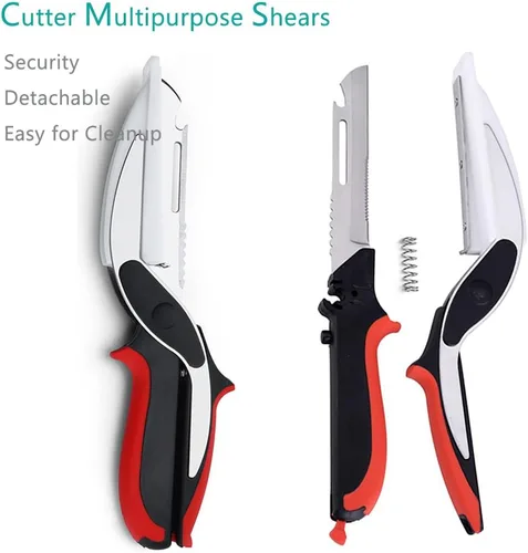 Miniatura 4 de Tijeras de verduras y cortador de alimentos - Tijeras de cocina con tabla de cortar, cortador rápido, picador para carne y verduras