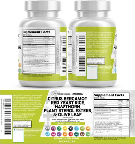 Miniatura 9 de Clean Nutraceuticals Cápsulas de arroz de levadura roja de bergamota cítrica con esteroles vegetales, con extracto de espino y hoja de olivo