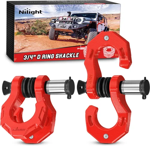 Miniatura 46 de Nilight - 2 grilletes en forma de anilla en D de 3/4 pulgadas con tornillo pasador de 7/8 pulgadas, 41 887 libras, resistentes a la rotura