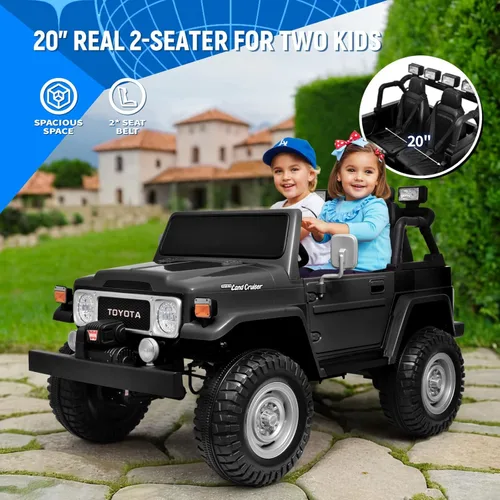 Miniatura 3 de Joywhale - camión de juguete para niños de 24V, de 2 plazas, con licencia Toyota Land Cruiser FJ40, 4WD, auto eléctrico alimentado con batería