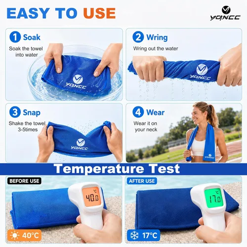 Miniatura 3 de YQXCC Paquete de 8 toallas refrescantes (47 x 12 pulgadas), toalla de cuello fría de hielo, microfibra suave y transpirable para yoga, golf, 8
