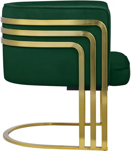 Miniatura 5 de Meridian Furniture 533Green Rays Collection - Silla decorativa tapizada de terciopelo con acabado de metal dorado cepillado, verde, 27 pulgadas