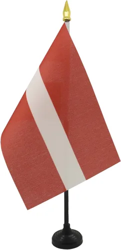 Miniatura 30 de AZ FLAG Bandera de mesa de Albania de 4 x 6 pulgadas - Bandera de escritorio albanesa 5.9 x 3.9 in - Tapa de lanza dorada