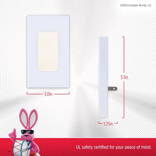 Miniatura 7 de Energizer Luz nocturna enchufable, paquete de 2, cubierta moderna ultradelgada de bajo perfil, luz nocturna LED enchufable a la pared, sensor