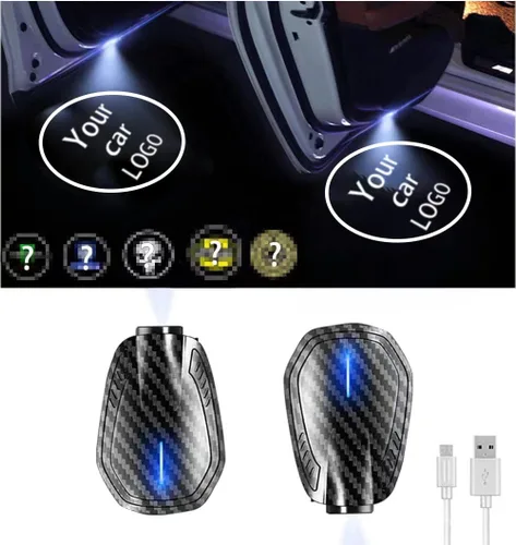 LOWEEY Luces para Puerta de Auto, 2 Piezas de Luces LED con Proyector de Logotipo, Luces de Cortesía Recargables Inalámbricas para Paso de Puerta,