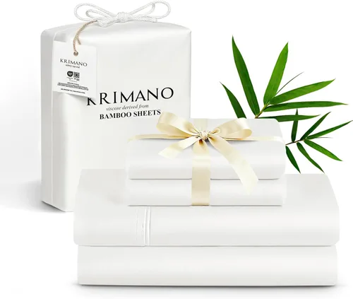 Juego de sábanas tamaño King, sábanas de viscosa de bambú para cama, juego de 4 piezas, 100% viscosa derivada de bambú, lujo sedoso y refrescante