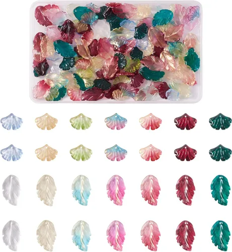 Miniatura 13 de Craftdady Dijes de cuentas de hojas de arce transparentes, colgantes colgantes de adorno para colgar, bonitos dijes para collares, pulseras