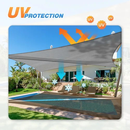 Miniatura 5 de Tang toldo de sol, velas de sombra, triángulo permeable, Toldo estándar comercial personalizable 180gsm, Gris claro