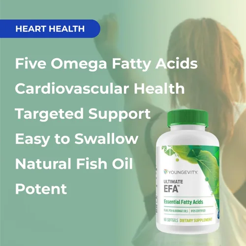 Miniatura 4 de Youngevity Ultimate EFA - Suplemento Omega 3, 6 y 9 Mezcla de aceites de borraja, lino y pescado Apoya la salud cardíaca, cerebral y general