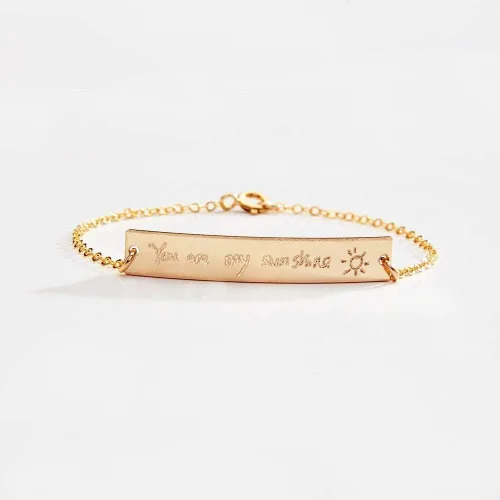 Miniatura 5 de Pulsera de escritura a mano, joyería con colgante de barra de escritura a mano, firma conmemorativa, nota escrita a mano personalizada para niños