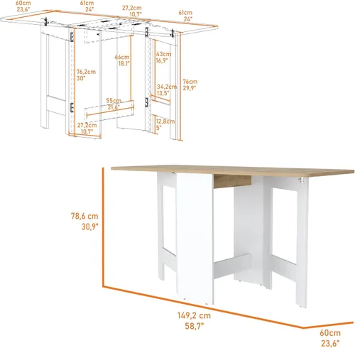 Miniatura 7 de White and Folding Dining Table