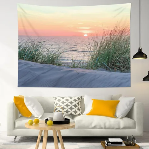 Miniatura 12 de HVEST Tapiz de fase lunar para colgar en la pared, cielo morado con nubes, estrellas, decoración de pared celestial, paisaje natural, decoración