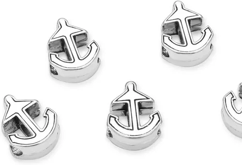 Miniatura 18 de 20 cuentas sueltas de fresa con agujero grande (agujero de 0.177 in) espaciador de metal plateado antiguo para manualidades de joyería MEC-F5
