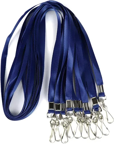 Lanyards - Cordones de nailon para tarjetas de identificación de alta calidad, perfectos para oficina, niños, profesores (azul marino, paquete de