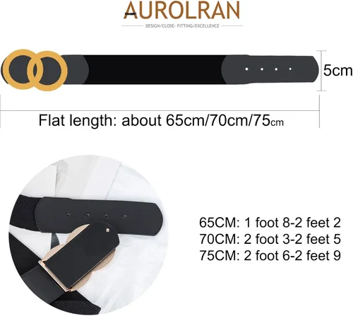 Miniatura 160 de Cinturón de cuero clásico con hebilla de metal para mujer con vestido de jeans
