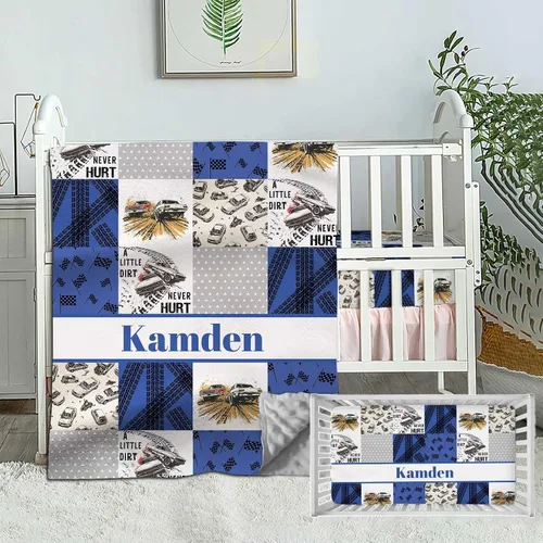 Miniatura 11 de Juego de ropa de cama personalizado para cuna de bebé, edredón de cuna con nombre personalizado, ropa de cama de vaquero para guardería, juego de 2