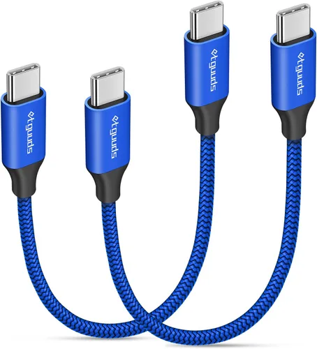 etguuds Cable corto USB C a USB C de 0.5 pies, paquete de 2 cables USBC a USBC de 60 W, cable de carga tipo C a C, carga rápida para iPhone 17 16 15