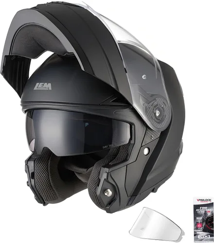 Miniatura 18 de LEM Cascos modulares de motocicleta de fibra de vidrio, casco de motocicleta de cara completa abatible para excursiones, certificado por DOT, visera