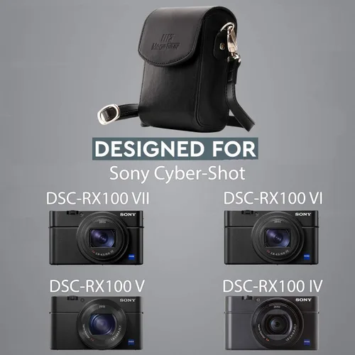 Miniatura 5 de Megagear MG1496 Sony Cyber-Shot Dsc-Rx100 Vı, Dsc-Rx100 V, Dsc-Rx100 Iv, Dsc-Rx100 Iıı Funda de cuero para cámara con correa - Negro