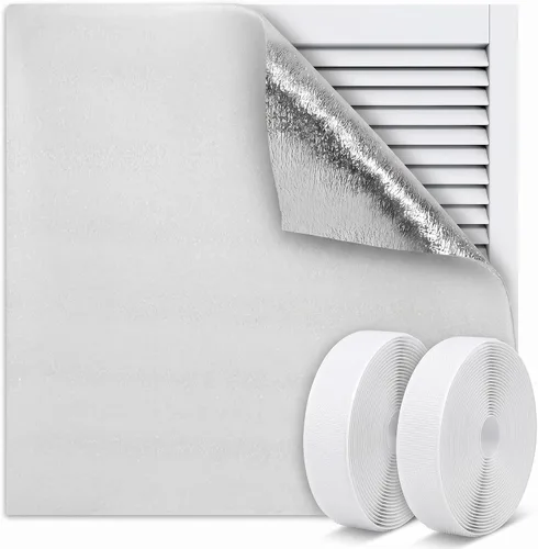 Cubierta aislante de puerta de ático, cubierta aislante para ventilador de ático para toda la casa con tiras adhesivas Veclro para persiana de