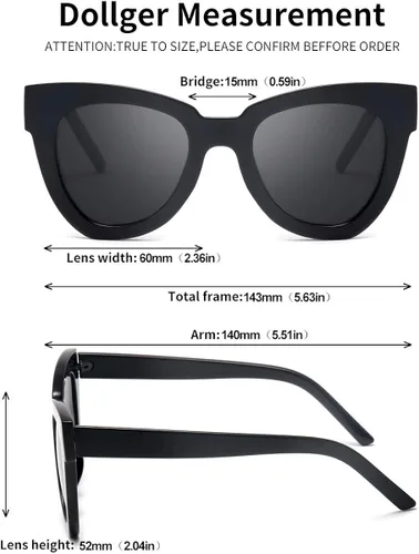 Miniatura 5 de Dollger Gafas de sol retro de ojo de gato para mujer y hombre, estilo vintage, cuadrado, tortuga, concha, moda