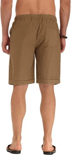 Miniatura 4 de Sailwind Pantalones cortos de lino para hombre, pantalones cortos casuales de playa con cordón
