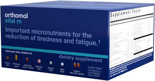 Miniatura 2 de Orthomol Paquetes de tabletas Vital M, multivitamínico para hombres, suministro de 30 días, vitaminas A, B, C, D, E, K, yodo, omega-3..