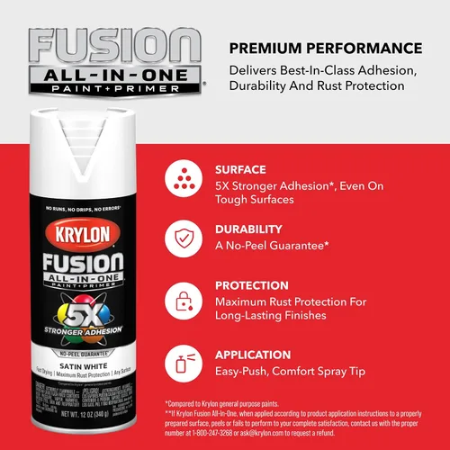 Miniatura 420 de Krylon Fusion - Pintura en aerosol adhesiva todo en uno para uso en interiores y exteriores, 12 onzas, aluminio