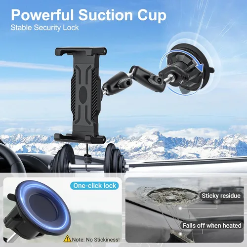 Miniatura 5 de Soporte para tablet de automóvil, tablero de instrumentos y parabrisas con ventosa fuerte y brazo de metal ajustable, soporte