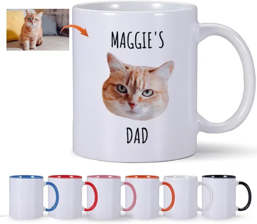 Miniatura 9 de Taza de café personalizada para gatos, taza de foto de gato personalizada, taza de café de tía de gato, taza de café personalizada para mascotas