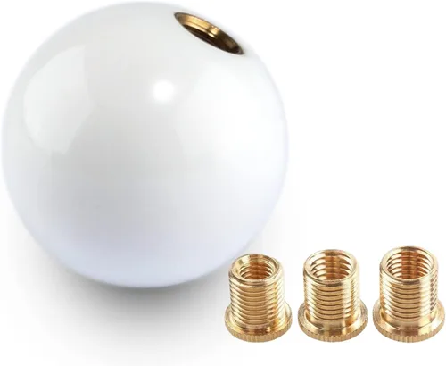 Miniatura 9 de Pomo de palanca de cambios redondo de bola de 5 y 6 velocidades de fibra de carbono para vehículos manuales y automáticos con adaptadores M12x1.25