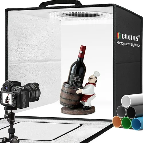 Miniatura 12 de DUCLUS Caja de Luz para Fotografía, Caja de Estudio Fotográfico Portátil de 16x16 Pulgadas con 160 Luces LED Ajustables, 6 Fondos de PVC y 2