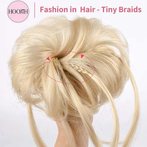 Miniatura 4 de HOOJIH Pieza de cabello estilo moño desordenado - Extensiones de cabello superlargas estilo moño rizado, envoltura de cabello ondulado, accesorio