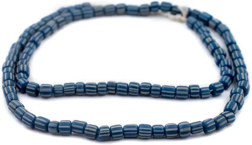 Miniatura 3 de The Bead Chest Cuentas de grosella espinosa de Java - Hilo completo de cuentas de vidrio a rayas (azul, 0.157 in)