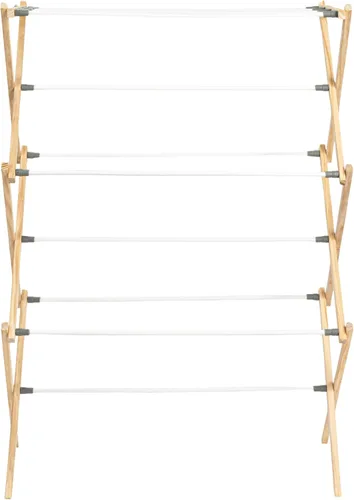 Miniatura 4 de Household Essentials X-Frame - Estante de secado de ropa, marco de madera estable con pies inclinados, varillas envueltas en vinilo suave, 23.8 pies